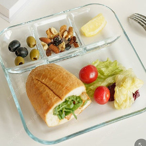 글라스락 접시 투명 글라스 트레이 나눔접시 2인 세트