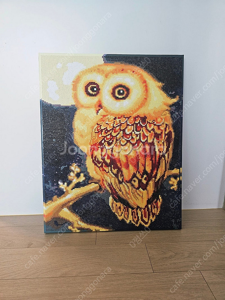 인테리어액자 보석십자수 올빼미 완성품 팝니다--0