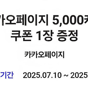 카카오페이지 5,000캐시 3,300원