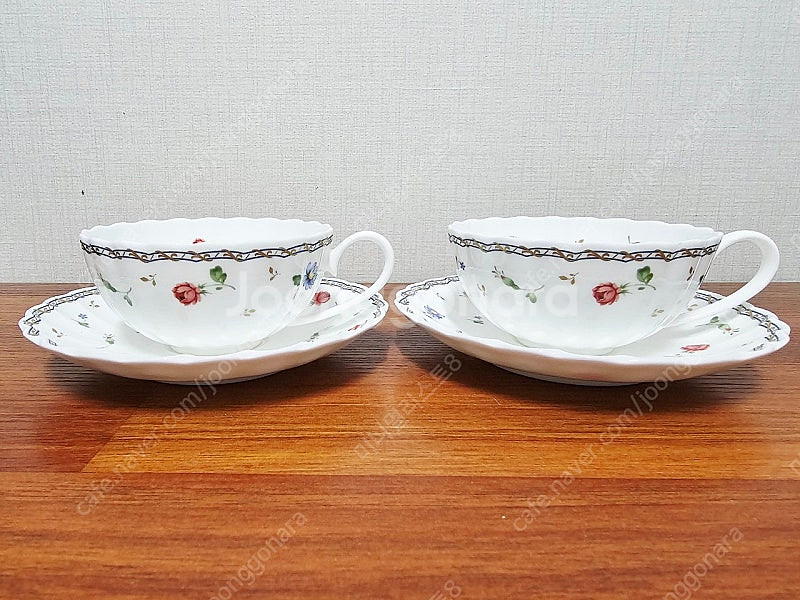 닛코 로즈스티치 찻잔&소서 일본산 B급 중고품--0