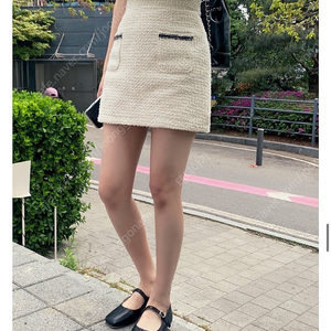 (미착용) 트위 트위드 세미 A라인 미니스커트 아이보리 S