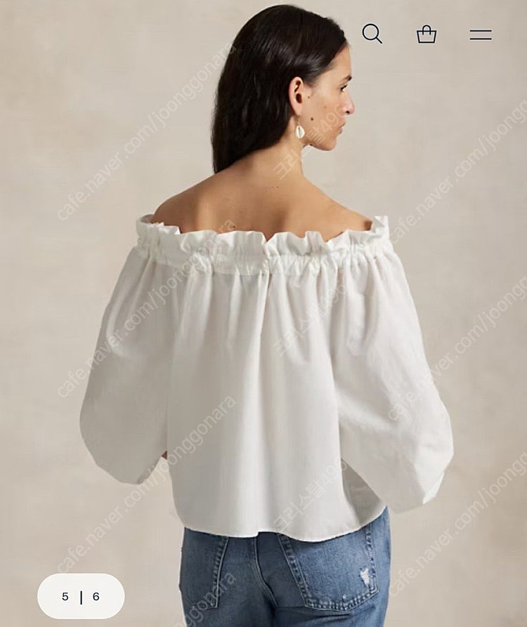 폴로 랄프로렌 러플 칼라 코튼 실크 블라우스--1