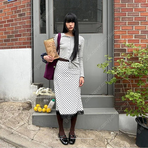 HBT Soft Lace Dot Skirt (WHITE)