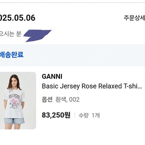 가니 장미 릴랙스트 티셔츠 사이즈 2