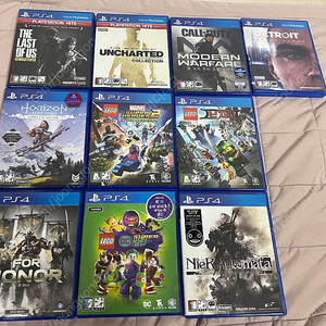 ps4 게임들(니어 오토 마타, 호제던, 언챠티드, 레고, 콜 오브 듀티 모던 워페어, 라오어)