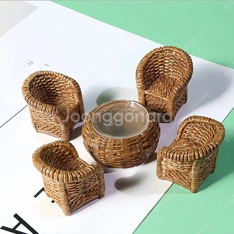 [새거.6,500원]미니어처 대나무 테이블,의자세트--0