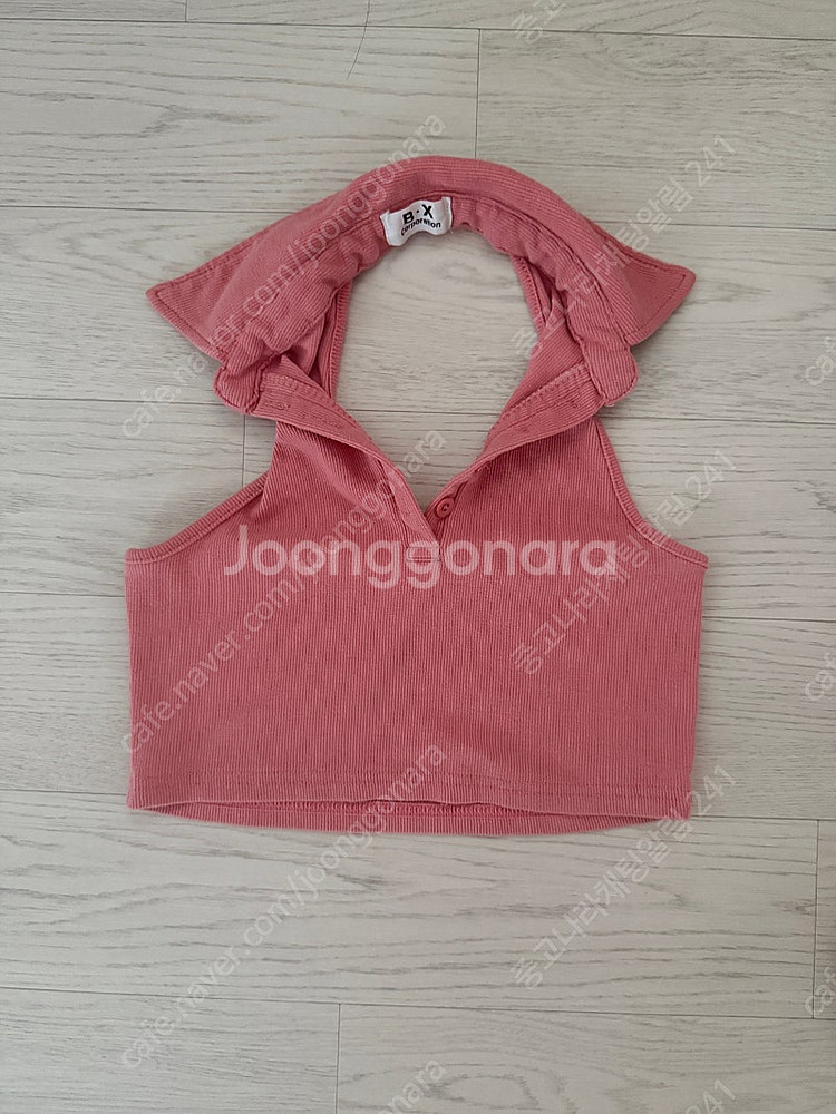 페스티벌룩 핑크 카라 크롭탑--1