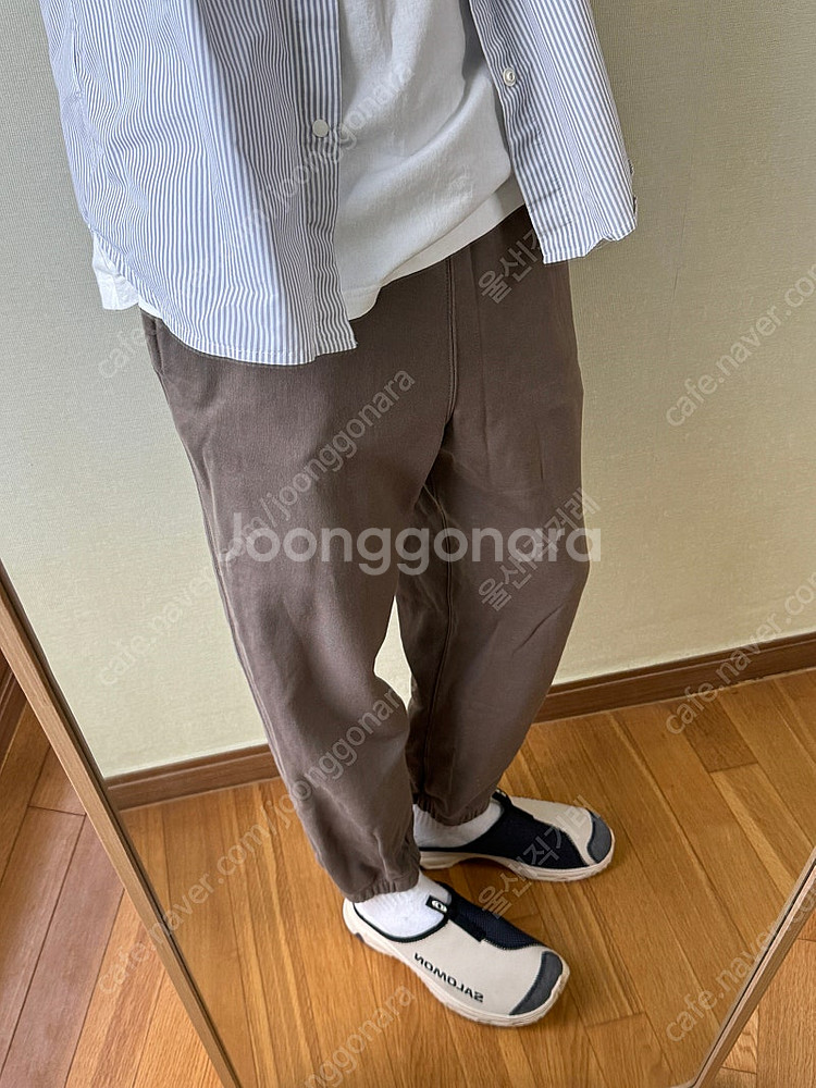 유니클로 U 르메르 스웨트 스웻 팬츠 카키 M사이즈 팝...--0