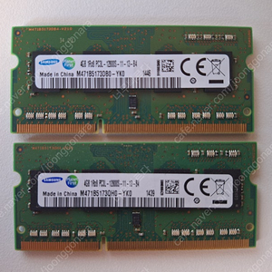 삼성 노트북 램 DDR3 4GB 1Rx8 PC3L-12800S-11-13-b4 2개 택포 9000 판매합니다.
