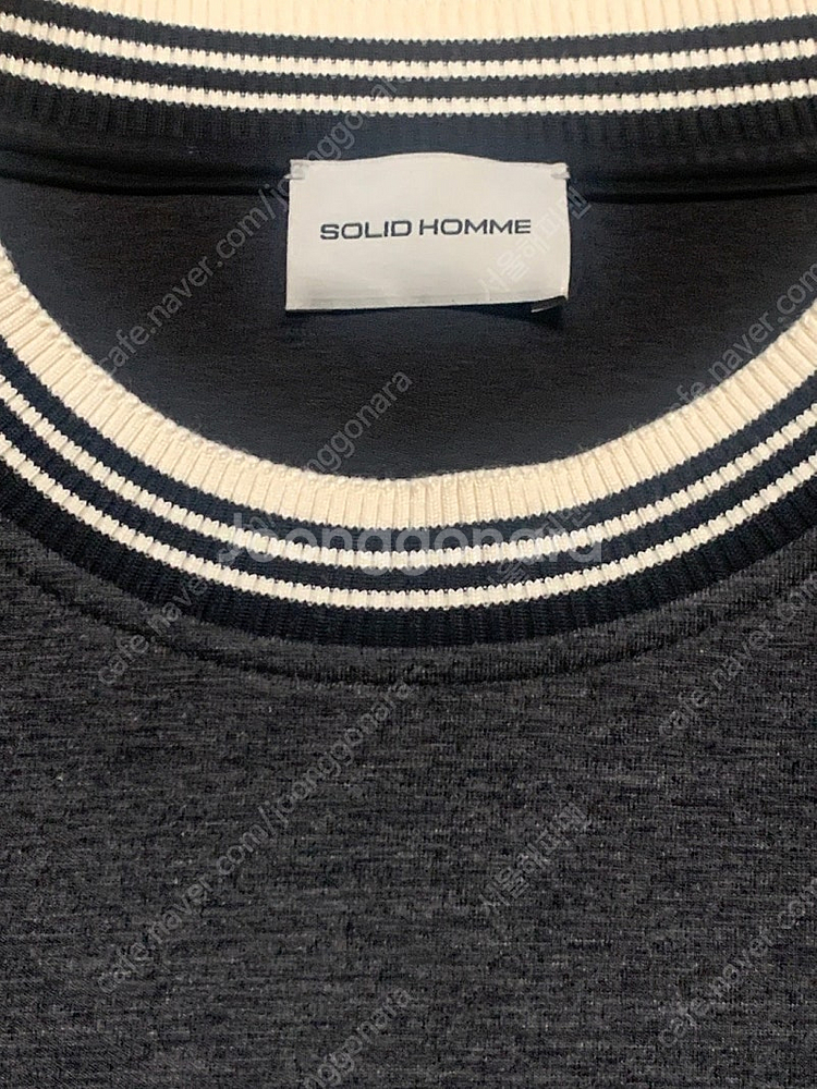 솔리드옴므 그레이/네이비 네오프렌 맨투맨 티셔츠 46 95사이즈 우영미--3