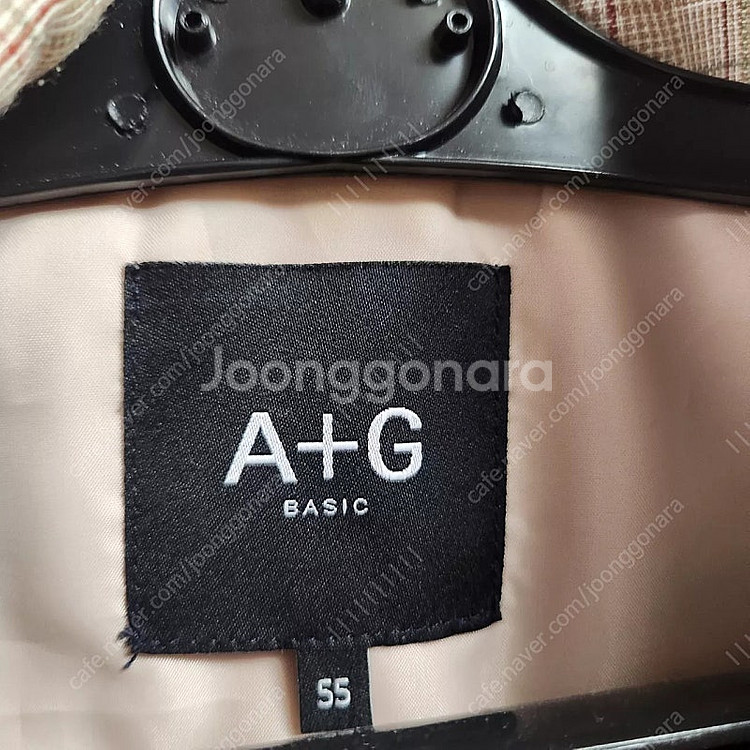 A+G 체크 린넨 자켓 베이지 55 사이즈--5