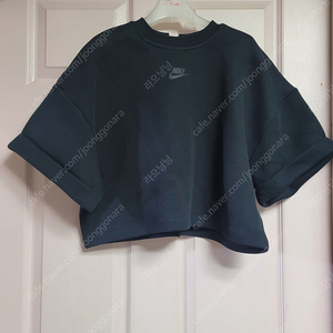 나이키 여성 블랙 테크플리스 오버사이즈 반팔 크롭탑 (새상품)