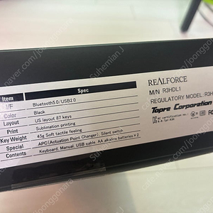 리얼포스 R3 텐키리스 블루투스 그레이블루 45G 균등 영문 새상품컨디션