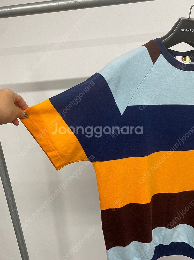 (L) 남성용 MSGM 코튼 컬러 블록 스트라이프 반팔...--2