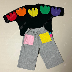 헤리마 레인보우 패치티셔츠&포켓고리바지 XS 90(90-100cm)