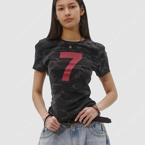 반택포)새상품)테이크이지 우먼스 카모 넘버링 반팔티