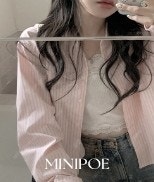 미니포에 made 복숭아 타르트 셔츠 핑크 스트라이프 ...--2