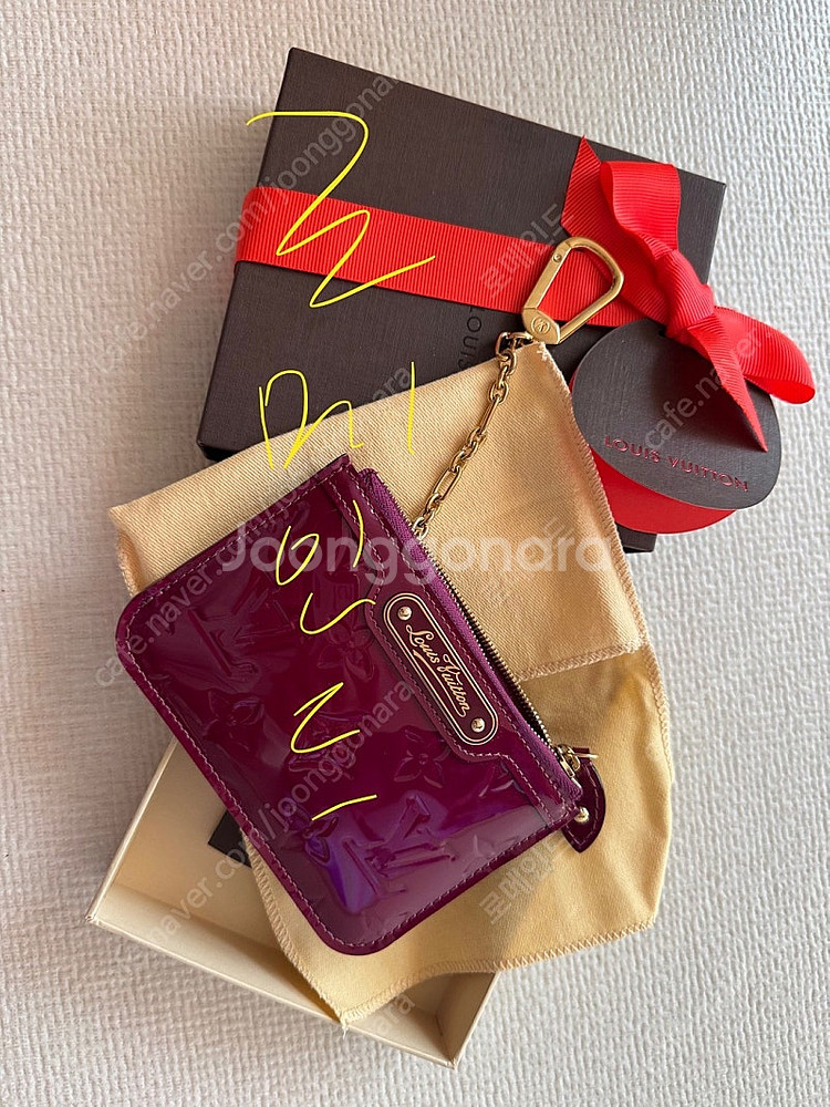 루이비통 키 케이스 파우치 카드지갑 마젠타핑크 새상품--2