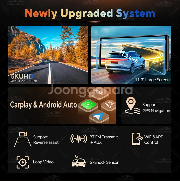 K8 PRO 자동차 DVR 카메라 5K 11.3인치 대...--6