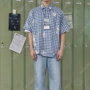 [M] STU 23SS Destroyed Painting Check Shirt Blue STU OFFICE