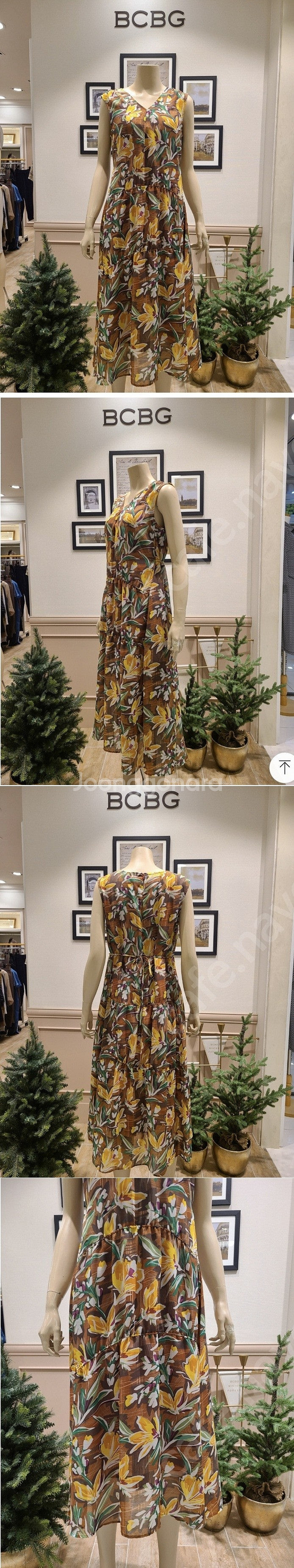 BCBG 비씨비지 플라워 민소매 플레어 나시 원피스--1