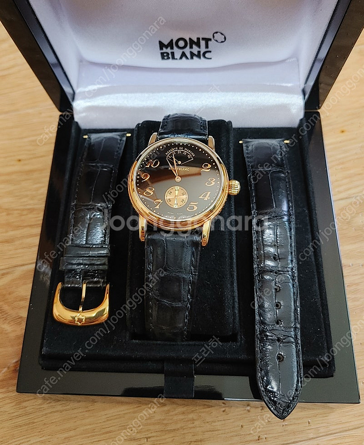 몽블랑 18k 금통 파워리저브 수동 36mm시계--4