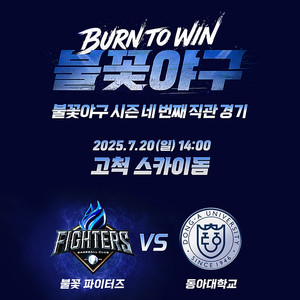 불꽃야구 7/20 고척 티켓 1루외야 1층단석1매