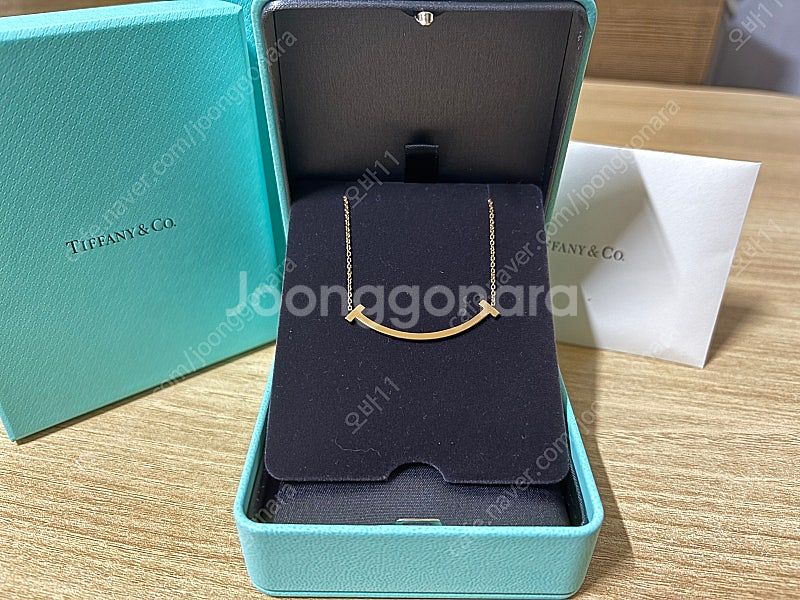 티파니 스마일 목걸이 미디움 로즈골드 새상품--0