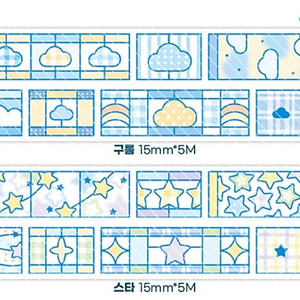 뚜뚜상점 패치 스테인드글라스 마테 구름 스타 다꾸 다이 어리 스티커