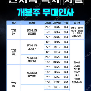 롯데시네마 전지적독자 시점 무대인사 7월 26일 오후 3시 5분 건대입구 2연석 정가이하