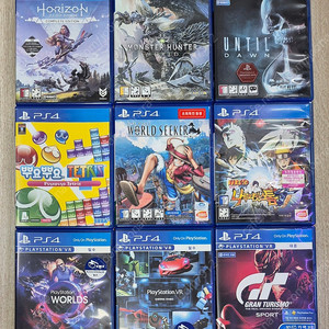 ps4 호제던 컴플리트 몬헌월드 언틸던 뿌요뿌요테트리스 원피스 월드시커 나루티밋스톰4 VR월드 psvr 데모디스크 그란투리스모 스포트 vr