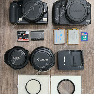 캐논 DSLR 카메라 판매. 캐논 EOS 400D / 캐논 EOS 500D (EF 50mm + EF-S 18-55mm + UV필터 + 메모리칩 + 충전기 등 기타 부품)