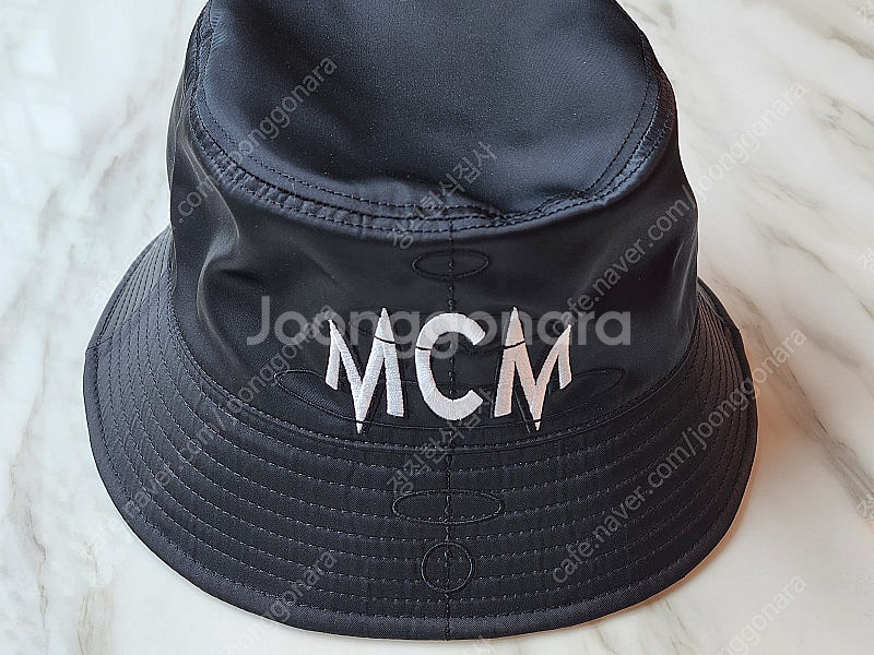 MCM 엠씨엠 로고 버킷햇 블랙 모자 나일론 정품--0