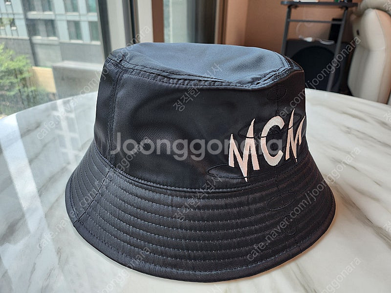 MCM 엠씨엠 로고 버킷햇 블랙 모자 나일론 정품--2