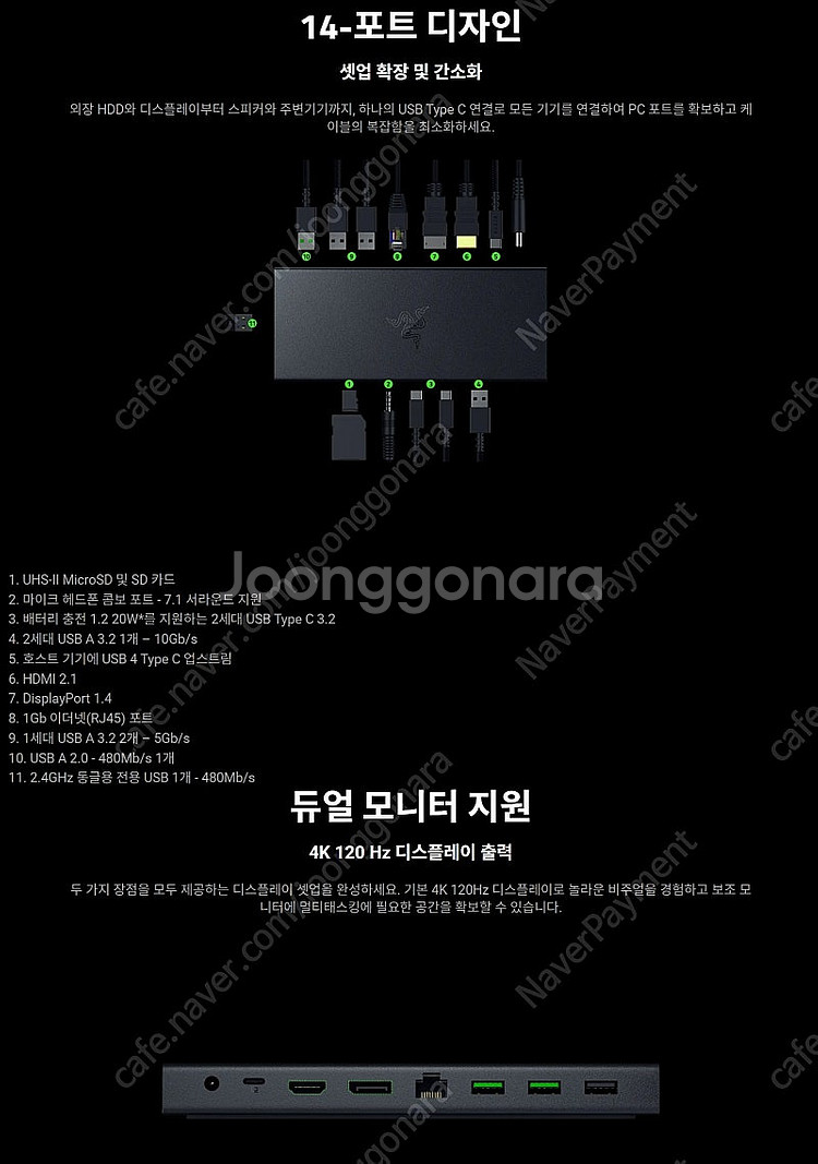레이저 USB4 독 (Razer USB 4 Dock 도...--3