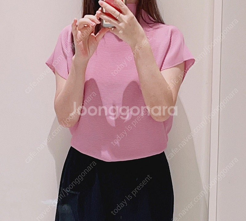 새상품 미 이세이미야케 스퀘어 스트레치 플리츠 탑 FK...--0
