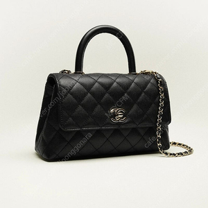 !!정가 이하 판매!! 샤넬 코코핸들 미듐 (구 스몰) 카프스킨/캐비어 블랙 핸들 플랩백 블랙/샴골 A92990