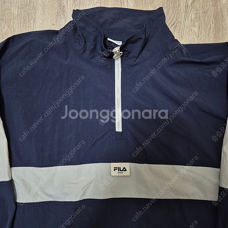 휠라 올드스쿨 오버핏 빈티지 아노락 반집업 바람막이 자...--1