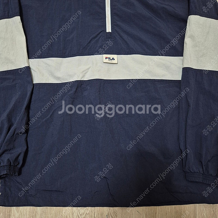 휠라 올드스쿨 오버핏 빈티지 아노락 반집업 바람막이 자...--2