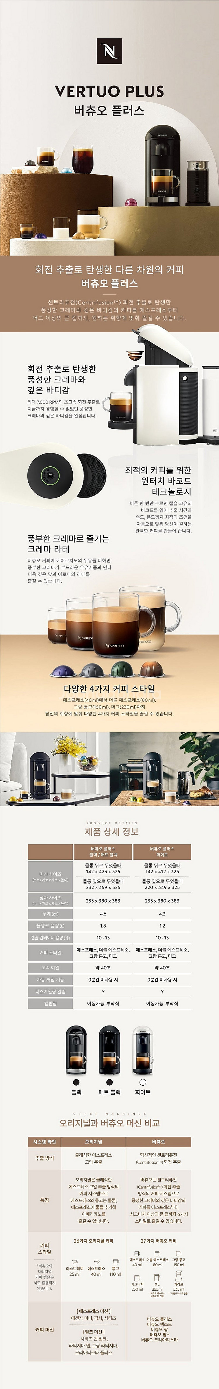 네스프레소 버츄오 플러스 화이트 캡슐 커피머신 판매--5
