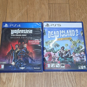 PS5 데드아일랜드2/PS4 울펜슈타인 2종 팝니다.