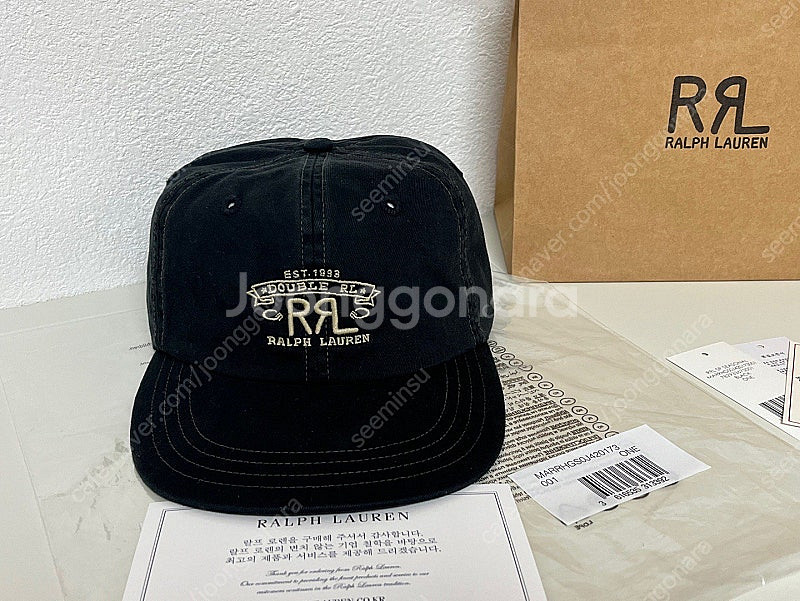 더블알엘 RRL 랜치 로고 트윌 볼캡 블랙--3