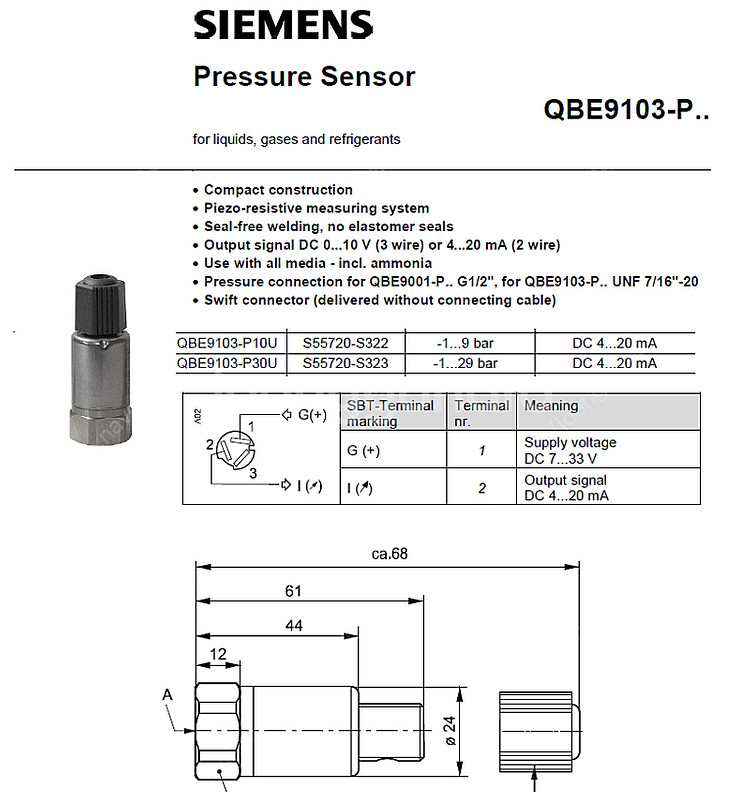QBE9103-P30U, QBE9103-P10U, 압력...--0