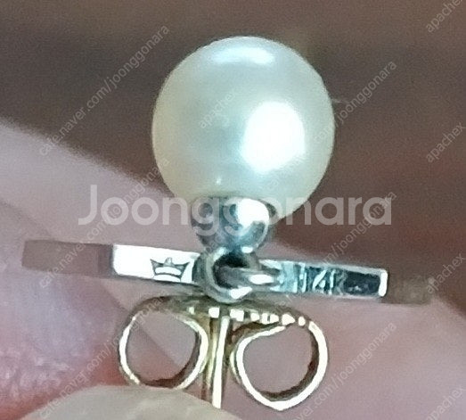 제이에스티나 진주 왕관 14k 화이트골드 귀걸이--2