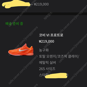 나이키 코비6 프로트로 토탈오렌지 265