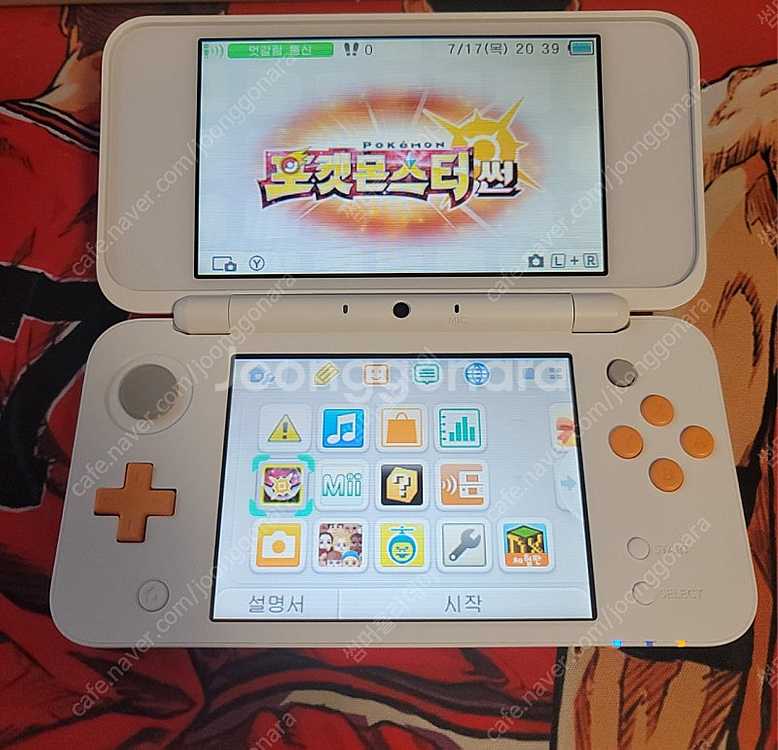 닌텐도 2DS XL 화이트오렌지 포켓몬스터칩4개포함--2