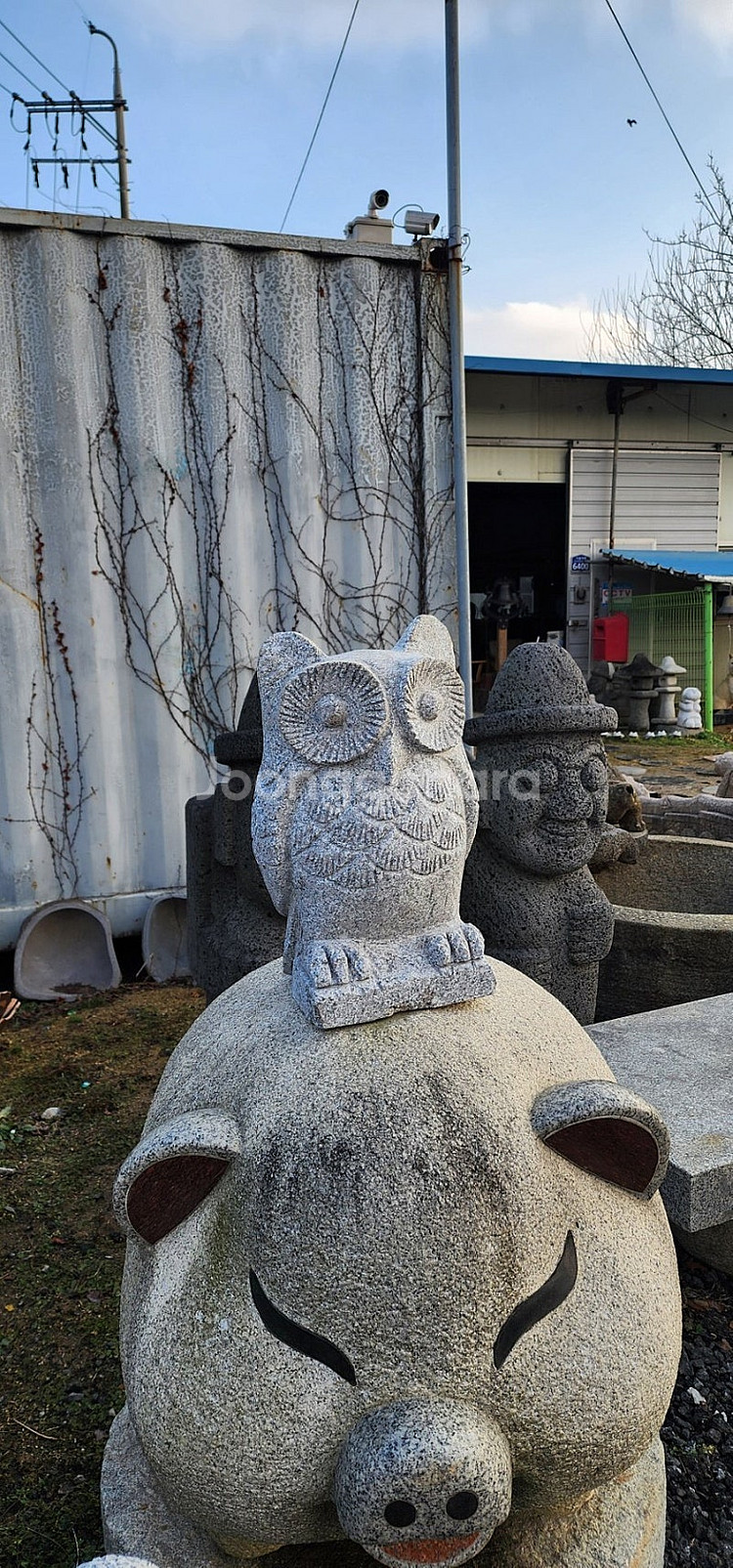 화강암 부엉이 4마리--1