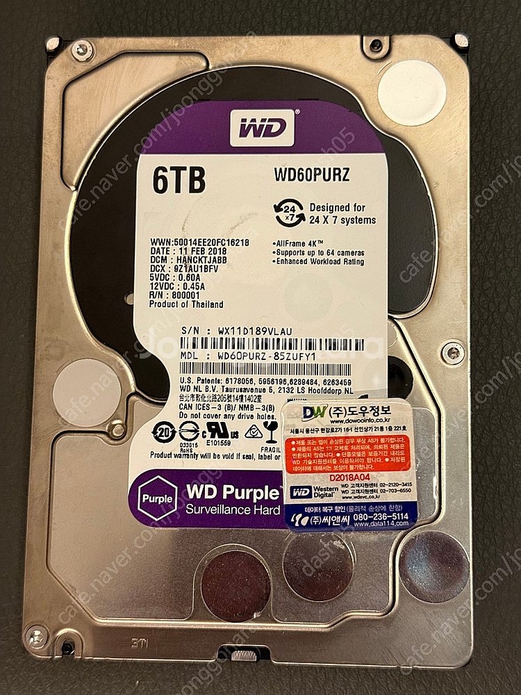 WD 6TB Purple 퍼플 HDD WD60PURZ--0