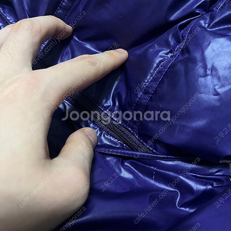 아디다스 오리지널 로고 퍼플 후드 롱패딩 [90]--6