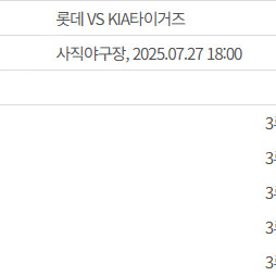 7.27 롯데 vs 기아 3루 내야상단석 2/3/5연석 양도합니다.